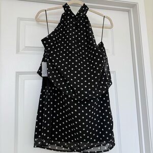 Olga Halter Dress in Black & White Dot